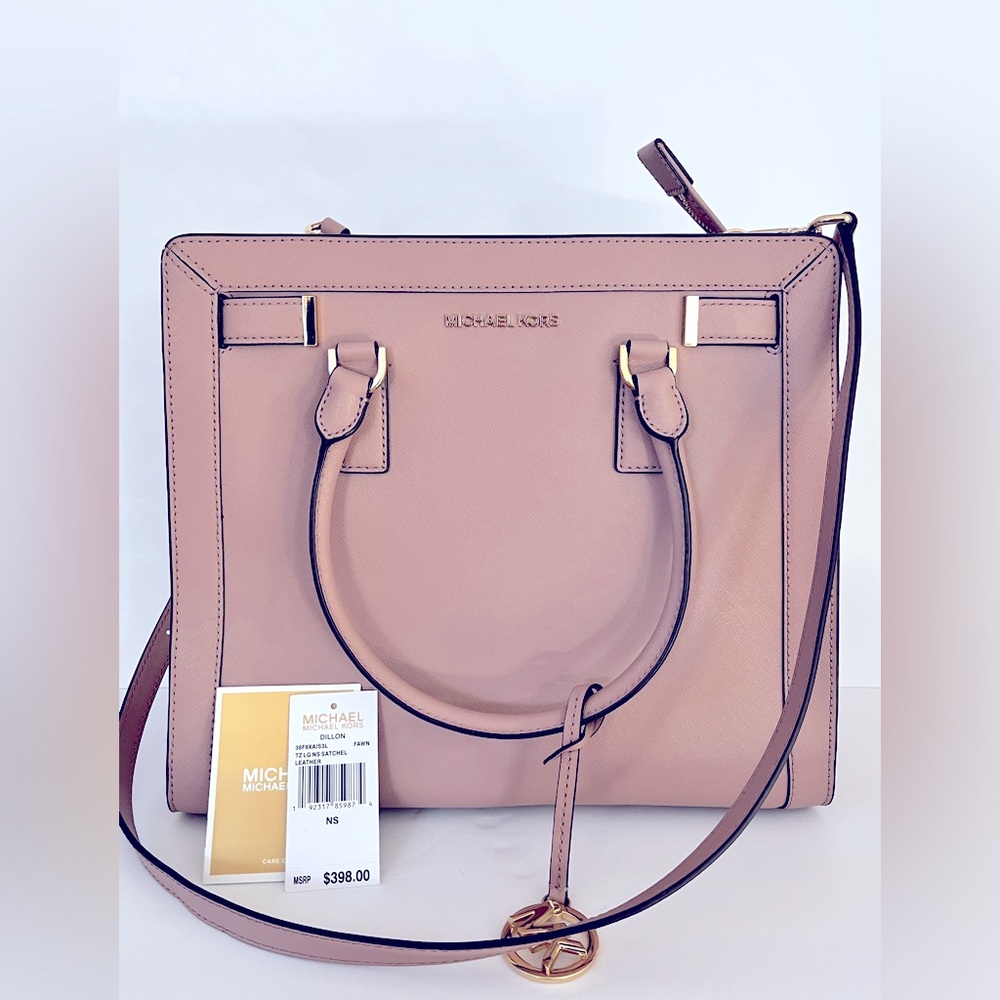 MICHAEL KORS DILLON FAWN LEATHER SATCHEL